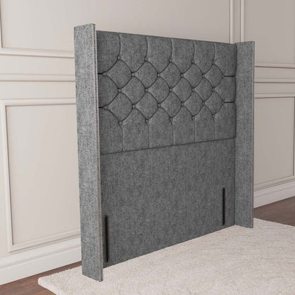 Paris Wingback Floor Standing Headboard - Silver Chenille