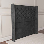 Paris Wingback Floor Standing Headboard - Charcoal Coniston