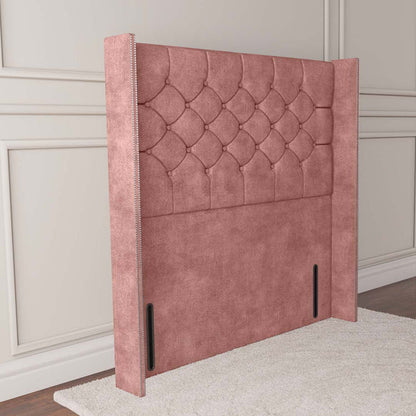 Paris Wingback Floor Standing Headboard - Pink Coniston