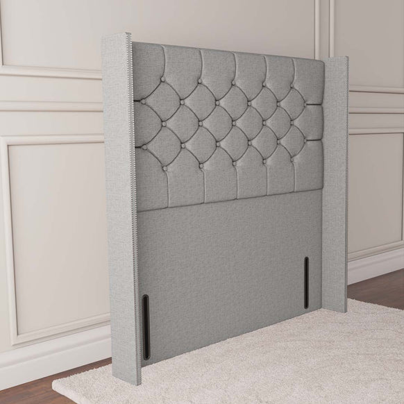 Paris Wingback Floor Standing Headboard - Silver Linoso
