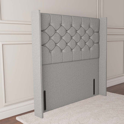 Paris Wingback Floor Standing Headboard - Silver Linoso