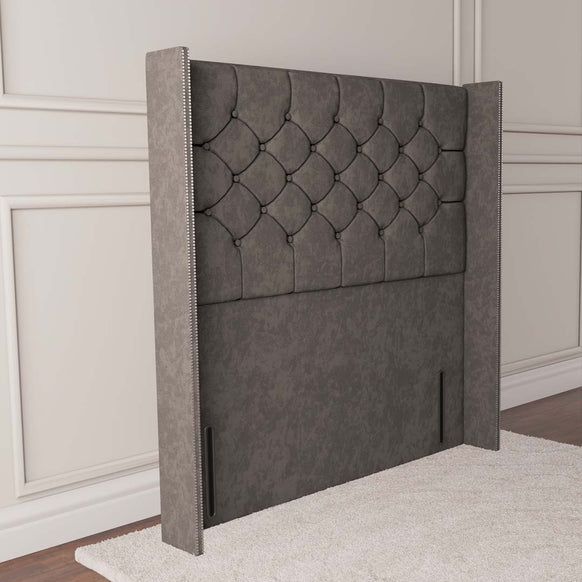 Paris Wingback Floor Standing Headboard - Slate Grey Naples