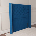 Paris Wingback Floor Standing Headboard - Blue Plush Velvet