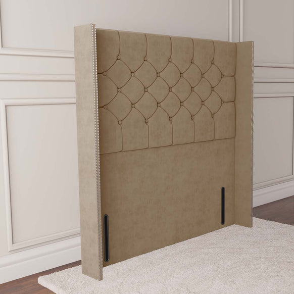 Paris Wingback Floor Standing Headboard - Mink Plush Velvet