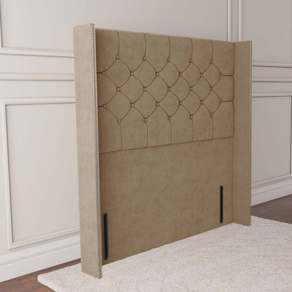 Paris Wingback Floor Standing Headboard - Mink Plush Velvet