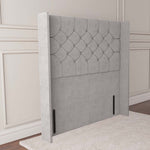 Paris Wingback Floor Standing Headboard - Silver Plush Velvet