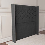 Paris Wingback Floor Standing Headboard - Steel Plush Velvet