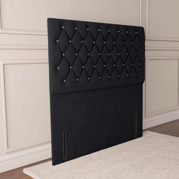 Moscow Floor Standing Headboard - Black Plush Velvet