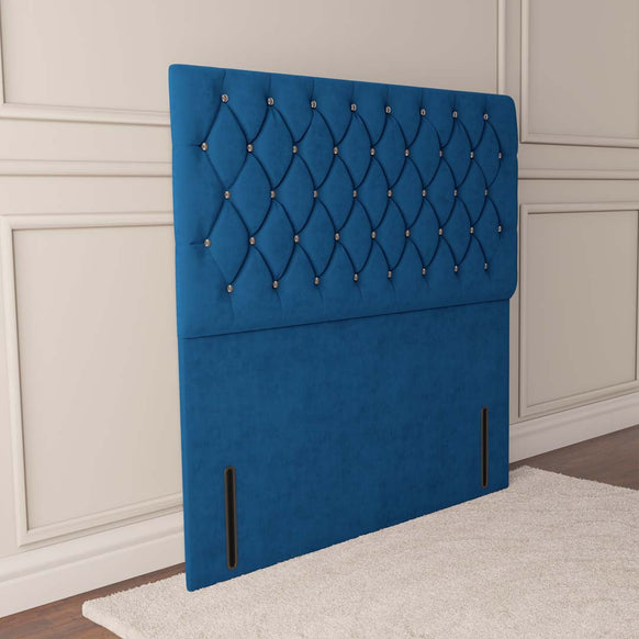 Moscow Floor Standing Headboard - Blue Plush Velvet