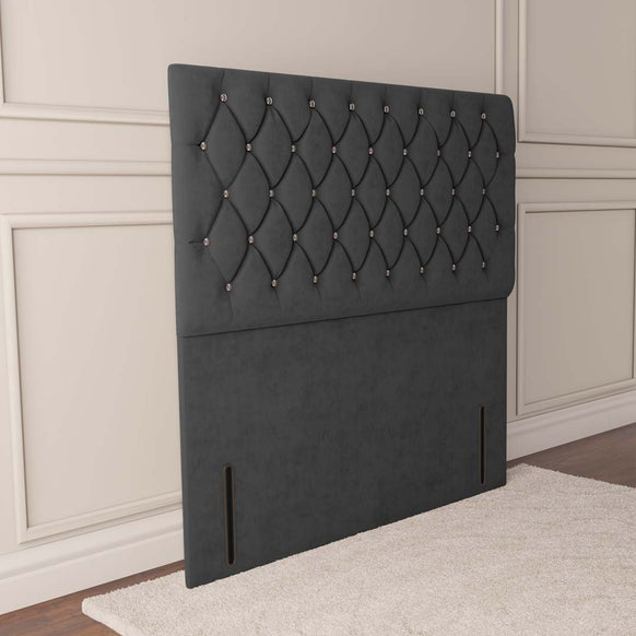 Moscow Floor Standing Headboard - Steel Plush Velvet
