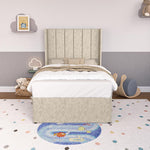 Prague Kids Wingback Divan Bed - Cream Chenille