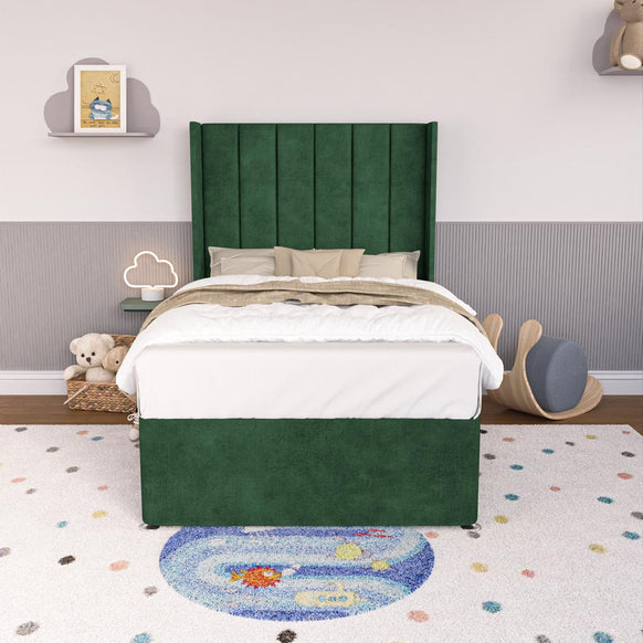 Prague Kids Wingback Divan Bed - Emerald Coniston