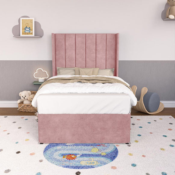 Prague Kids Wingback Divan Bed - Pink Coniston