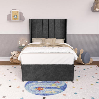 Prague Kids Wingback Divan Bed - Black Naples