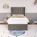 Prague Kids Wingback Divan Bed - Slate Grey Naples