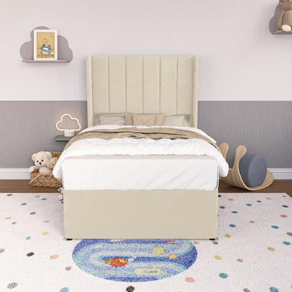 Prague Kids Wingback Divan Bed - Cream Plush Velvet