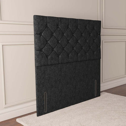 Seville Chesterfield Floor Standing Headboard - Black Chenille