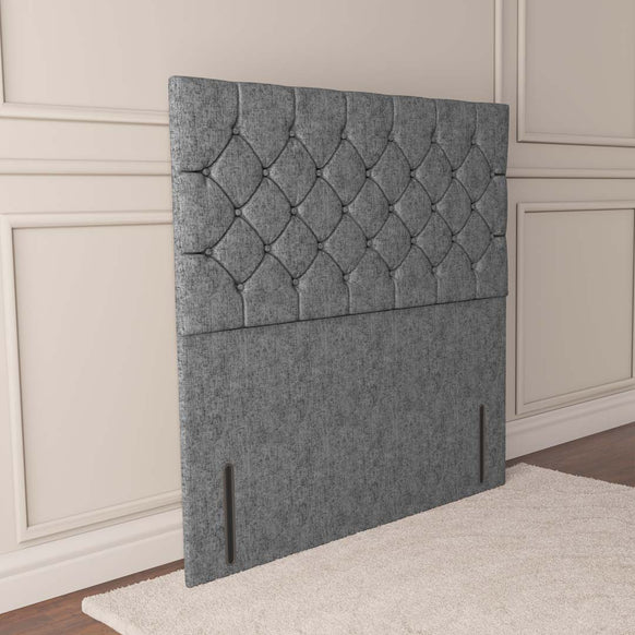 Seville Chesterfield Floor Standing Headboard - Silver Chenille