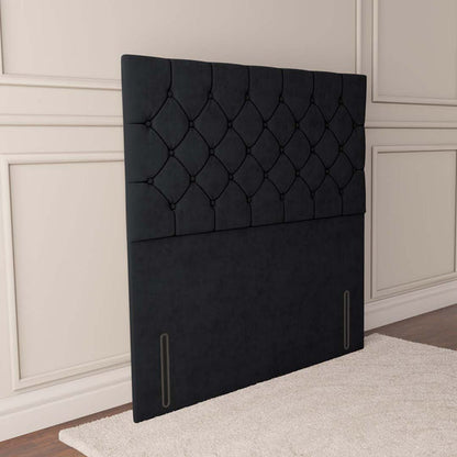 Seville Chesterfield Floor Standing Headboard - Black Plush Velvet