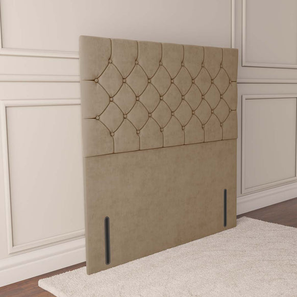 Seville Chesterfield Floor Standing Headboard - Mink Plush Velvet