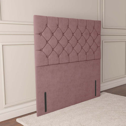 Seville Chesterfield Floor Standing Headboard - Pink Plush Velvet