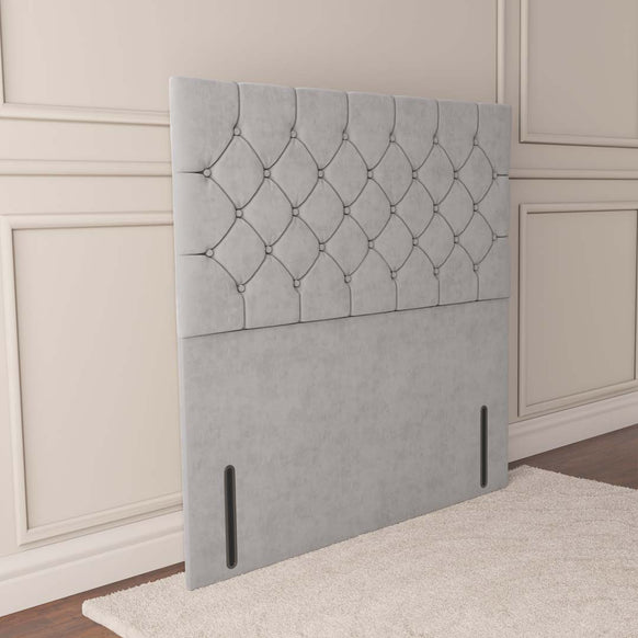 Seville Chesterfield Floor Standing Headboard - Silver Plush Velvet