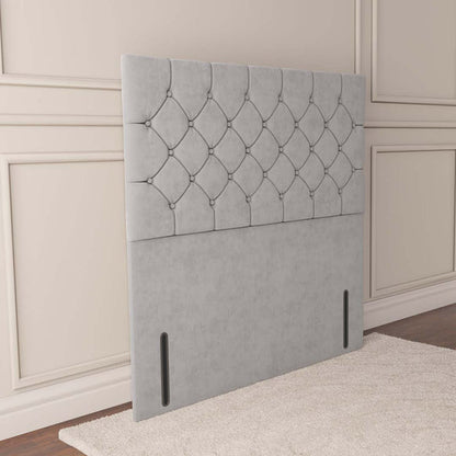 Seville Chesterfield Floor Standing Headboard - Silver Plush Velvet