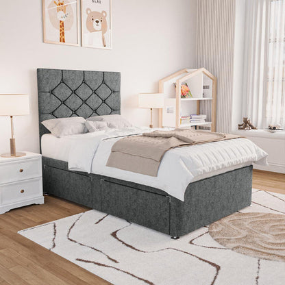 Seville Kids Chesterfield Divan Bed - Charcoal Chenille