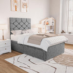 Seville Kids Chesterfield Divan Bed - Silver Chenille