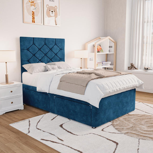 Seville Kids Chesterfield Divan Bed - Blue Coniston