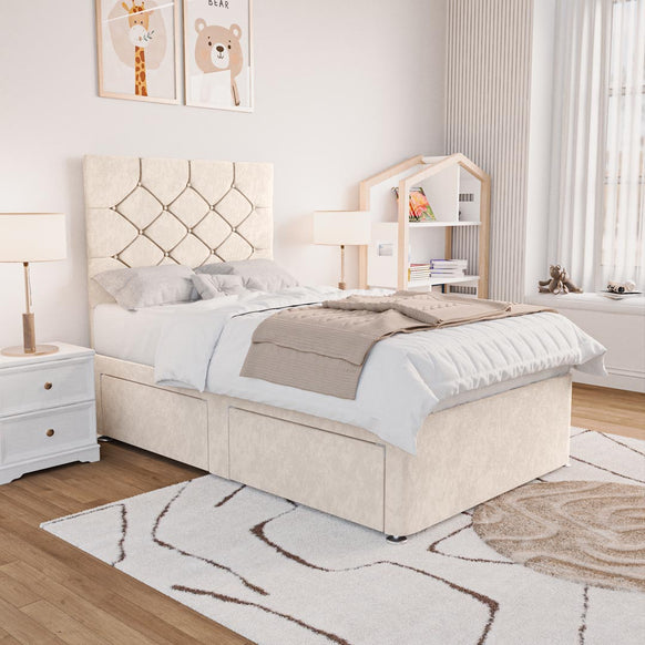 Seville Kids Chesterfield Divan Bed - Cream Naples