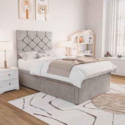 Seville Kids Chesterfield Divan Bed - Seal Grey Naples