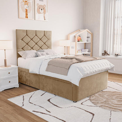 Seville Kids Chesterfield Divan Bed - Mink Plush Velvet