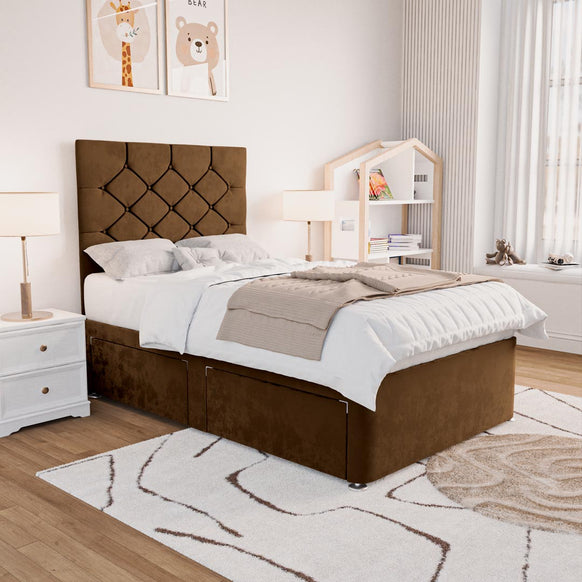 Seville Kids Chesterfield Divan Bed - Mocca Plush Velvet
