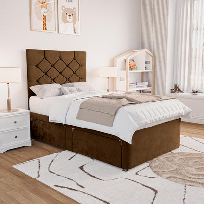 Seville Kids Chesterfield Divan Bed - Mocca Plush Velvet