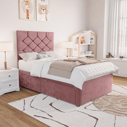 Seville Kids Chesterfield Divan Bed - Pink Plush Velvet