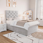 Seville Kids Chesterfield Divan Bed - Silver Plush Velvet