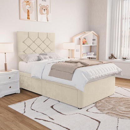 Seville Kids Chesterfield Divan Bed - Cream Plush Velvet