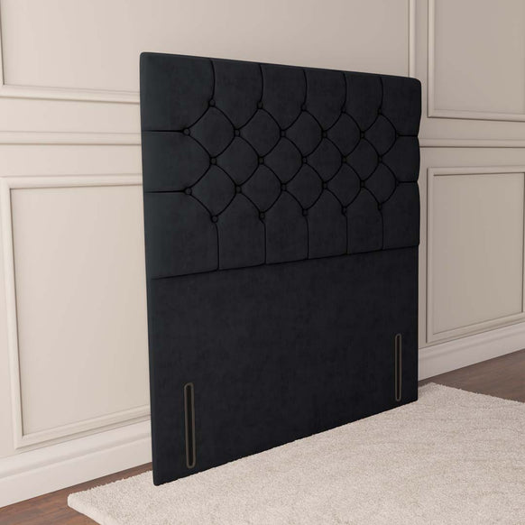 Suva Floor Standing Headboard - Black Plush Velvet