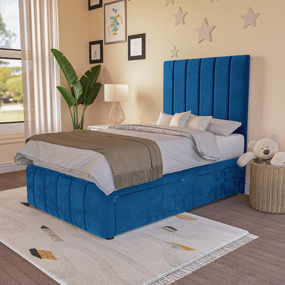 Sydney Kids Divan Bed - Blue Plush Velvet