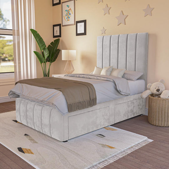 Sydney Kids Divan Bed - Silver Plush Velvet