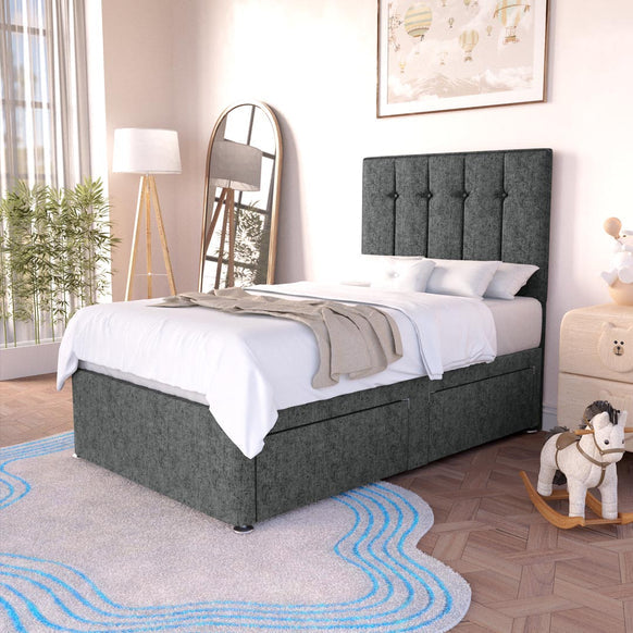 Prague Kids Divan Bed - Charcoal Chenille