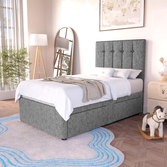 Tokyo Kids Divan Bed - Silver Chenille