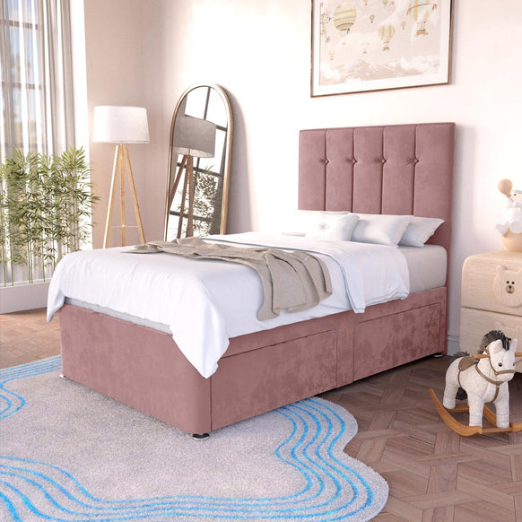 Tokyo Kids Divan Bed - Pink Plush Velvet