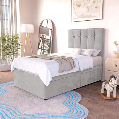 Prague Kids Divan Bed - Silver Plush Velvet