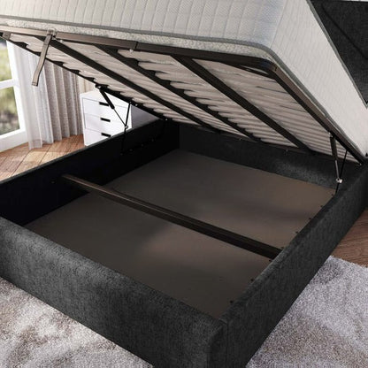 Chicago Upholstered Ottoman Bed - Black Chenille