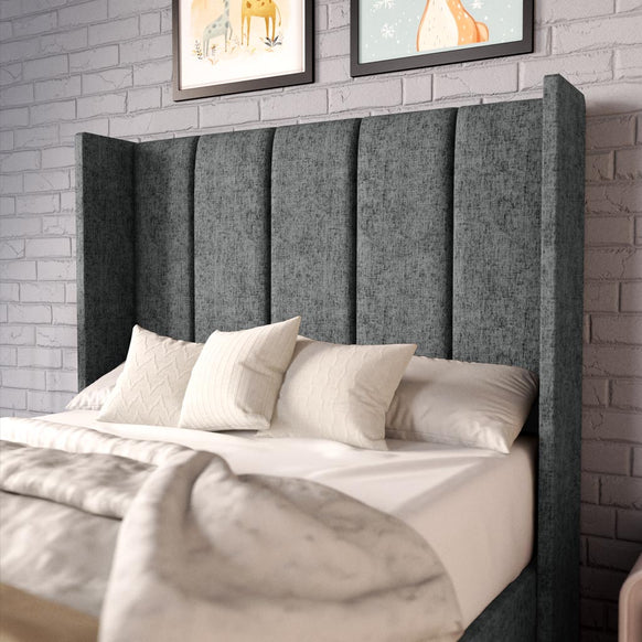 Cidra Kids Wingback Divan Bed - Charcoal Chenille