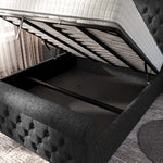 Melbourne Upholstered Ottoman Bed - Black Chenille