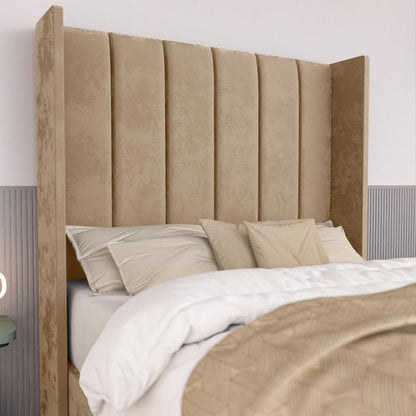 Prague Kids Wingback Divan Bed - Mink Plush Velvet