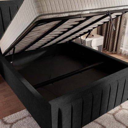 Hamilton Upholstered Ottoman Bed - Black Naples